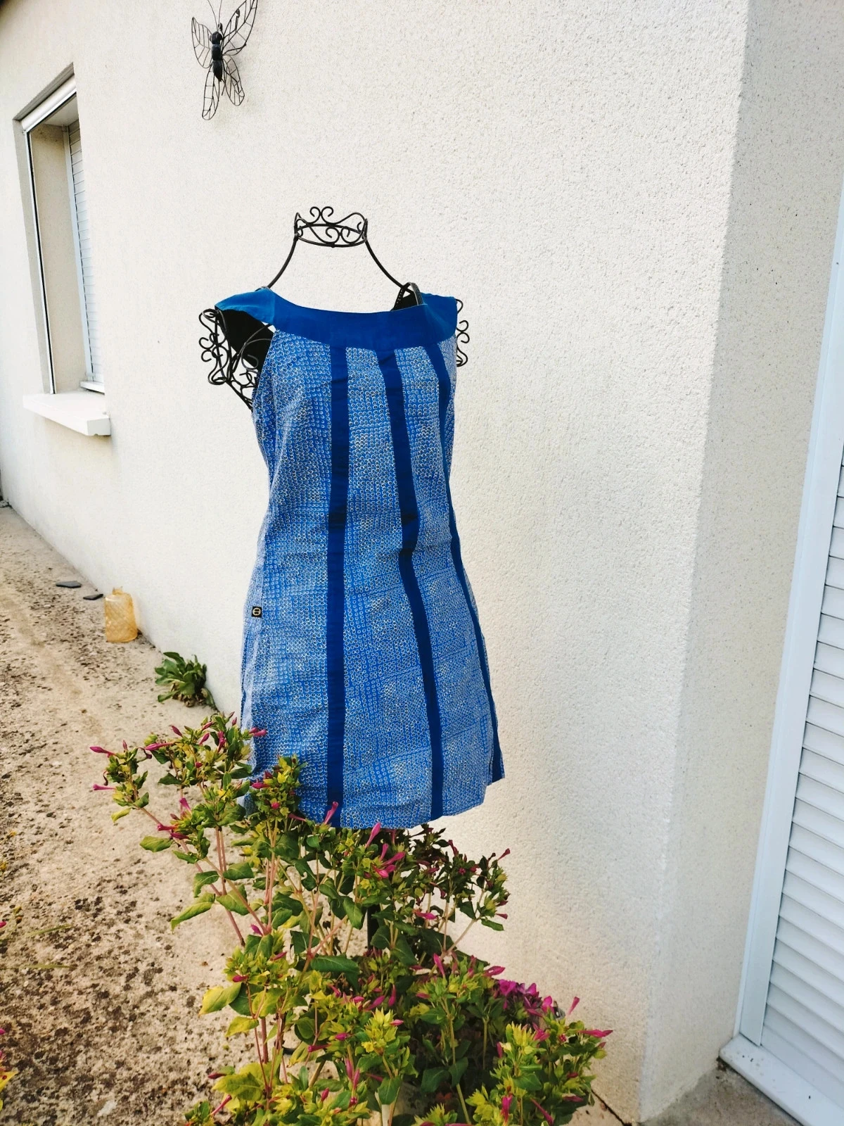 Robe épaule nues bleu femme coton – photo 3